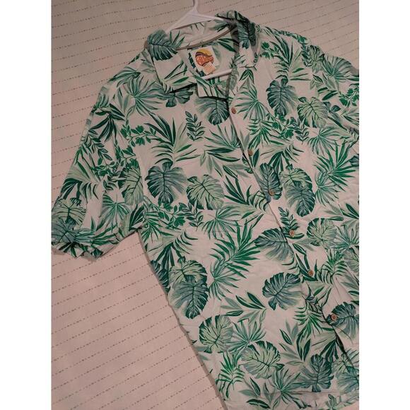 C&C California Tropical Leaf Print Short Sleeve Shirt Summer Men Medium Hawaiian - Picture 4 of 8